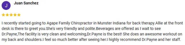Chiropractic Munster IN Juan Sanchez Testimonial