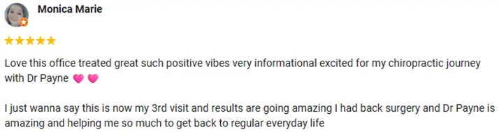 Chiropractic Munster IN Monica Marie Testimonial